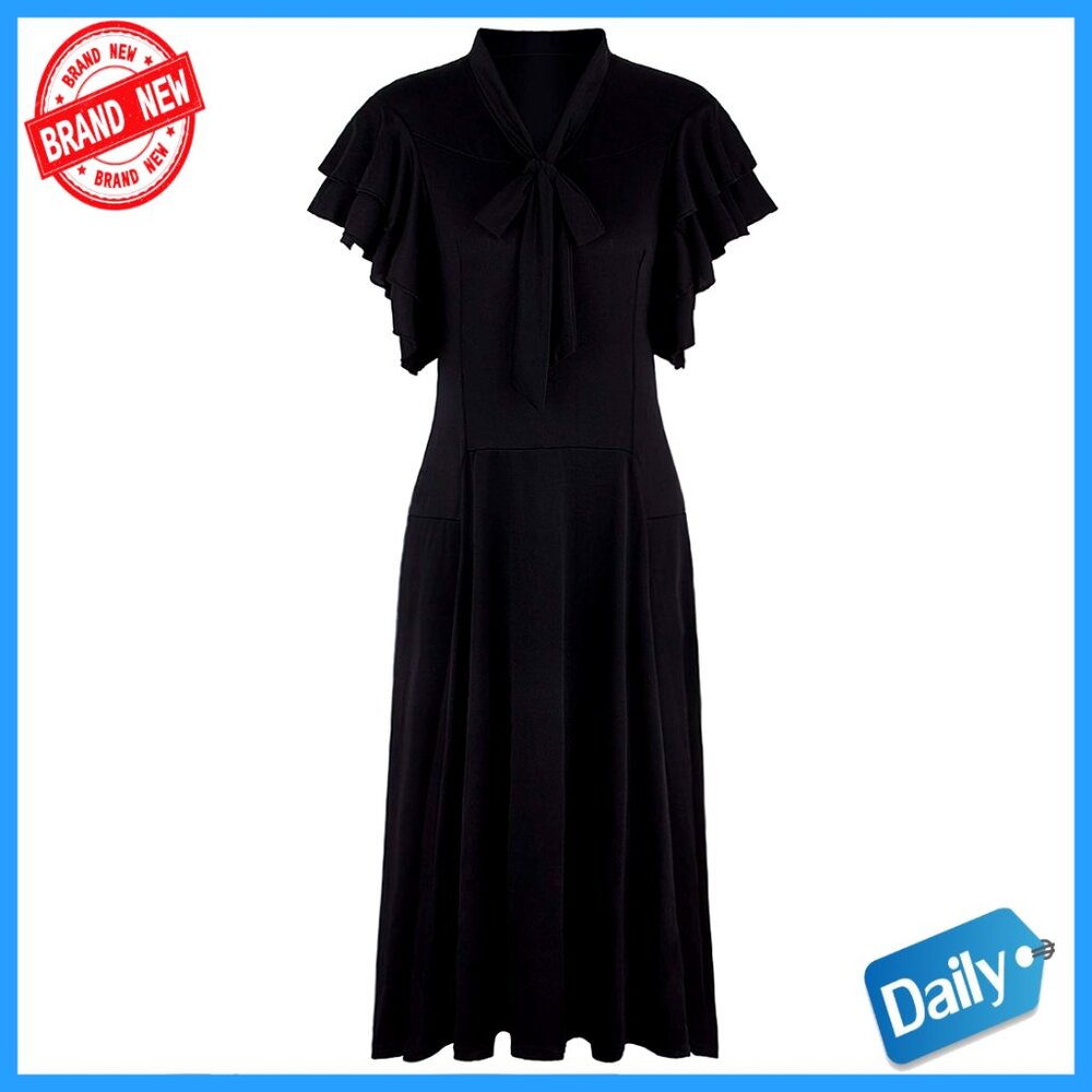 Vintage 1920s Flapper Dress with V Neck and Flutter Sleeves